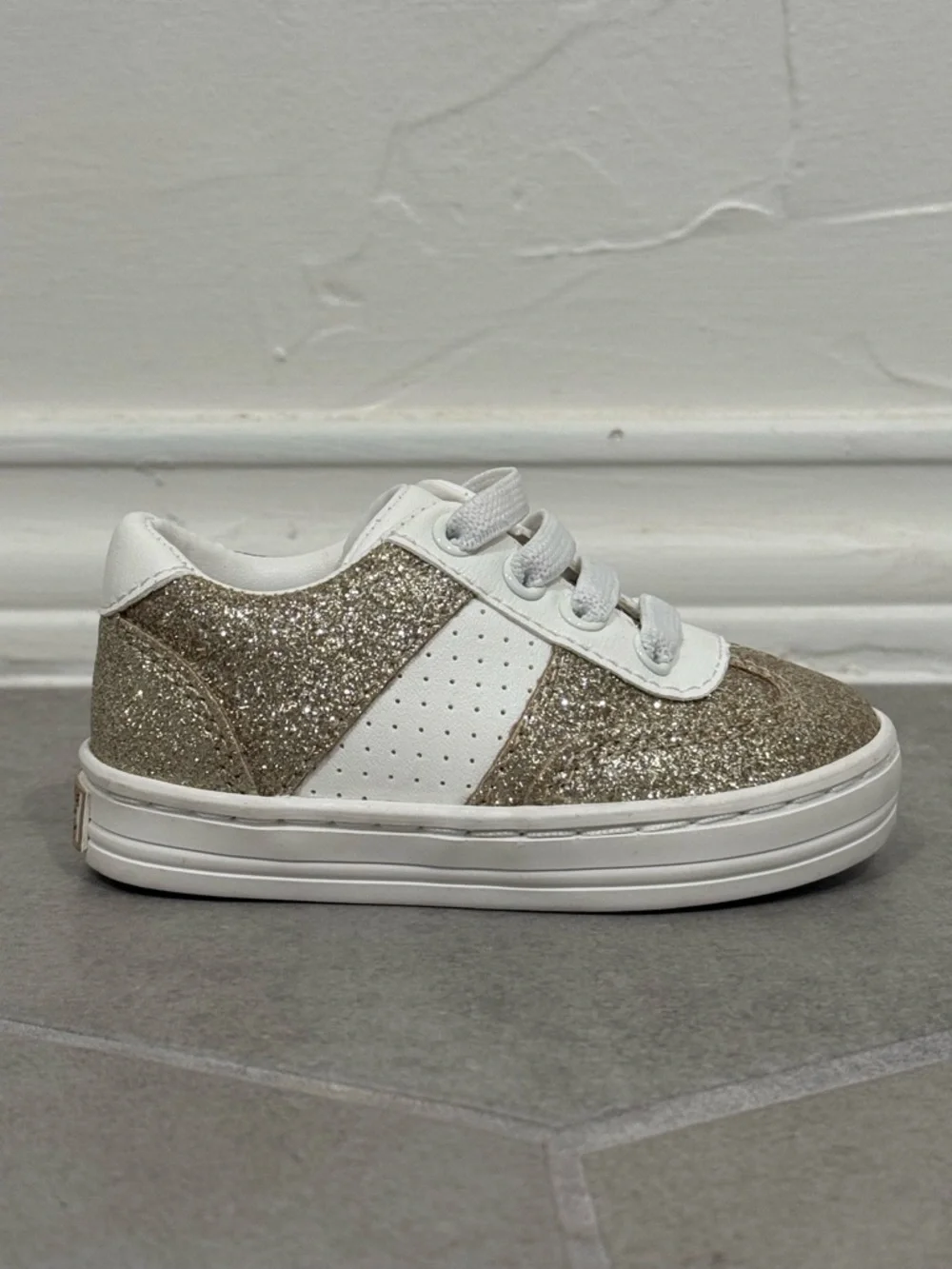 Janie and Jack - Infant size 4 - gold sparkly sneakers